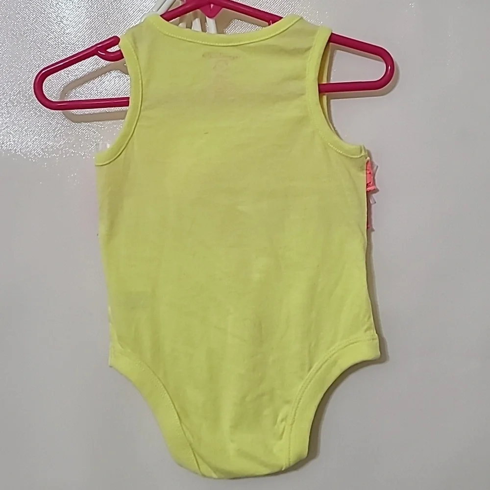 GARANIMALS Bright Yellow Sleeveless Baby Bottom Snap Bodysuit - Size: 6-9 Months